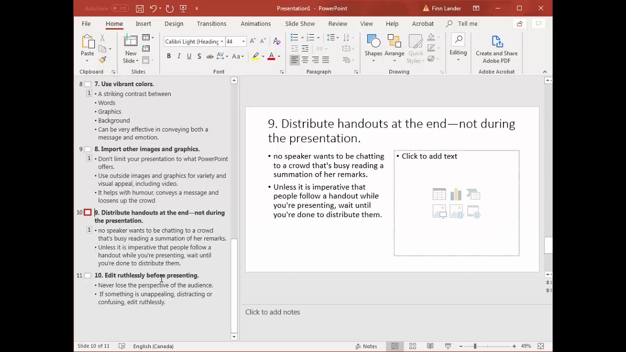 Microsoft Office PowerPoint: Using Outline View