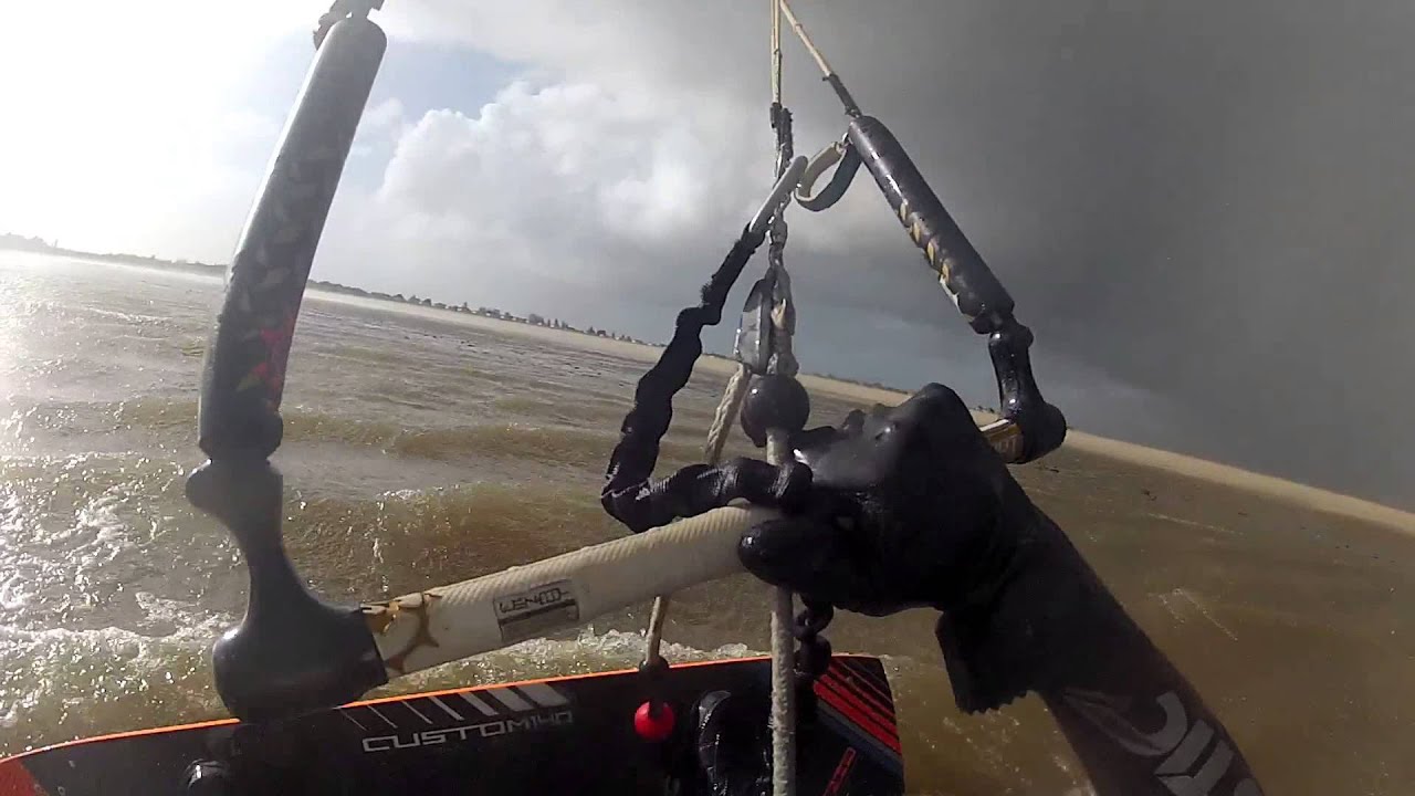 Kitesurfer gets caught in a big storm!