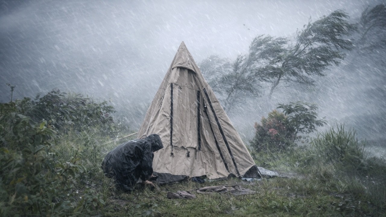 Am I Brave or Crazy⁉️ Camping in Worst Rainstorm & Strong Winds🌪️