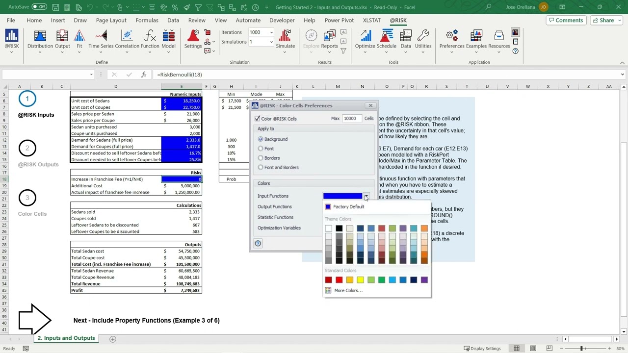 @RISK Getting Started 2 – Inputs and Outputs