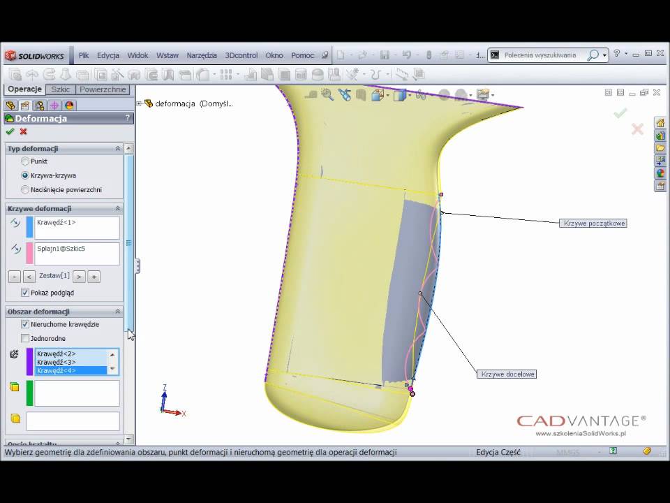 Deformation with SolidWorks - operacja deformacji w SolidWorks