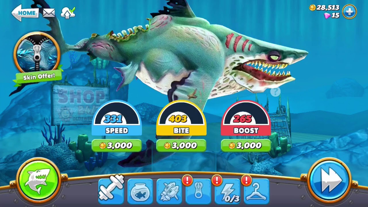 Hungry shark world zombie shark gameplay