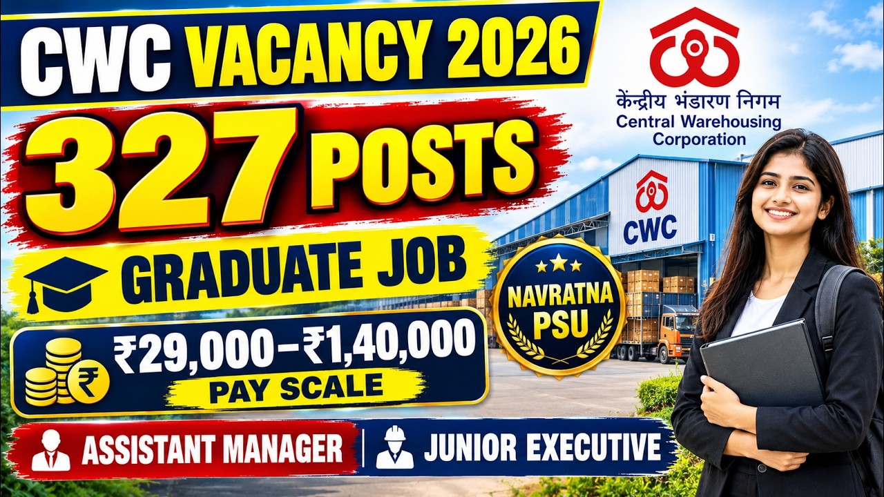 CWC Recruitment 2026 Notification Out | CWC Vacancy 2026 | 327 Manager & Executive Posts | PSU Jobs