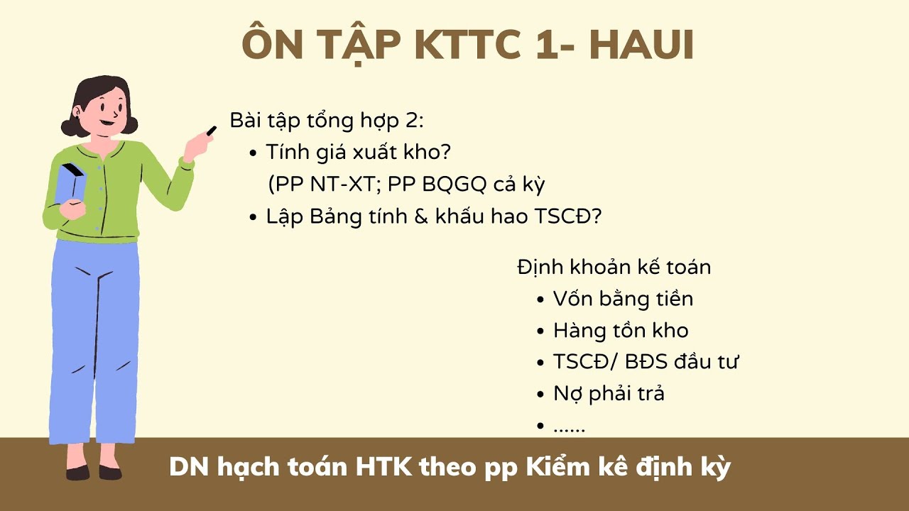 Ôn tập KTTC 1- Bài tập tổng hợp 2 (Lập Bảng tính & phân bổ KHTSCĐ; định khoản kế toán)