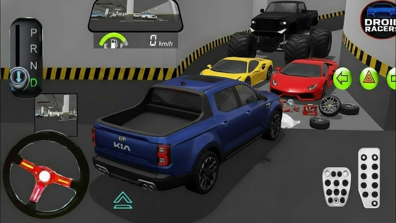 Red Kia Pickup Stuck Between Concrete Walls  | 3D Driving Class Game 🎮Car Gameplay