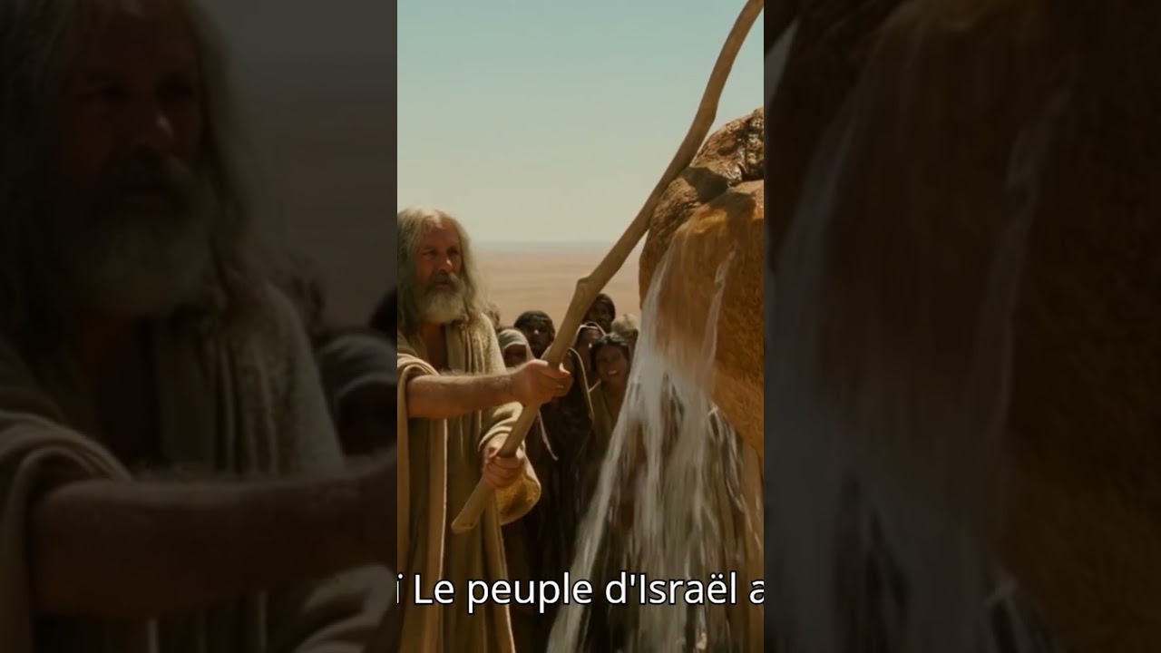 Dieu dit  &agrave; Moises de prendre son b&acirc;ton de frapper le Rocher , &agrave; Horeb l&rsquo;eau en sort !