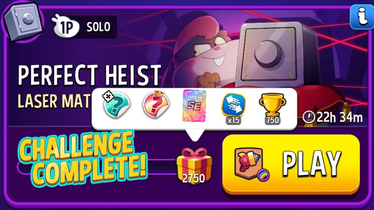 Perfect Heist Laser Matches Rainbow Match Masters Solo Challenge Score 2750 10 Moves 
