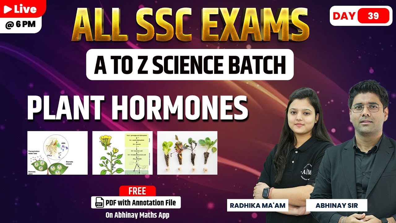 SSC Science | Plant Hormones | A to Z Batch | Day-39 | All SSC Exams | Radhika ma'am