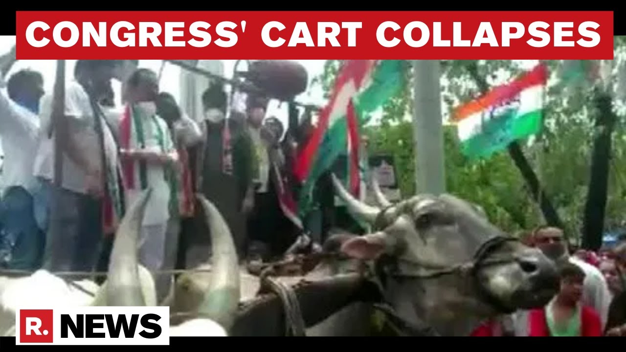 Mumbai Congress' Bullock Cart Stage Collapses As Leaders Protests Against Fuel Prices | Republic TV