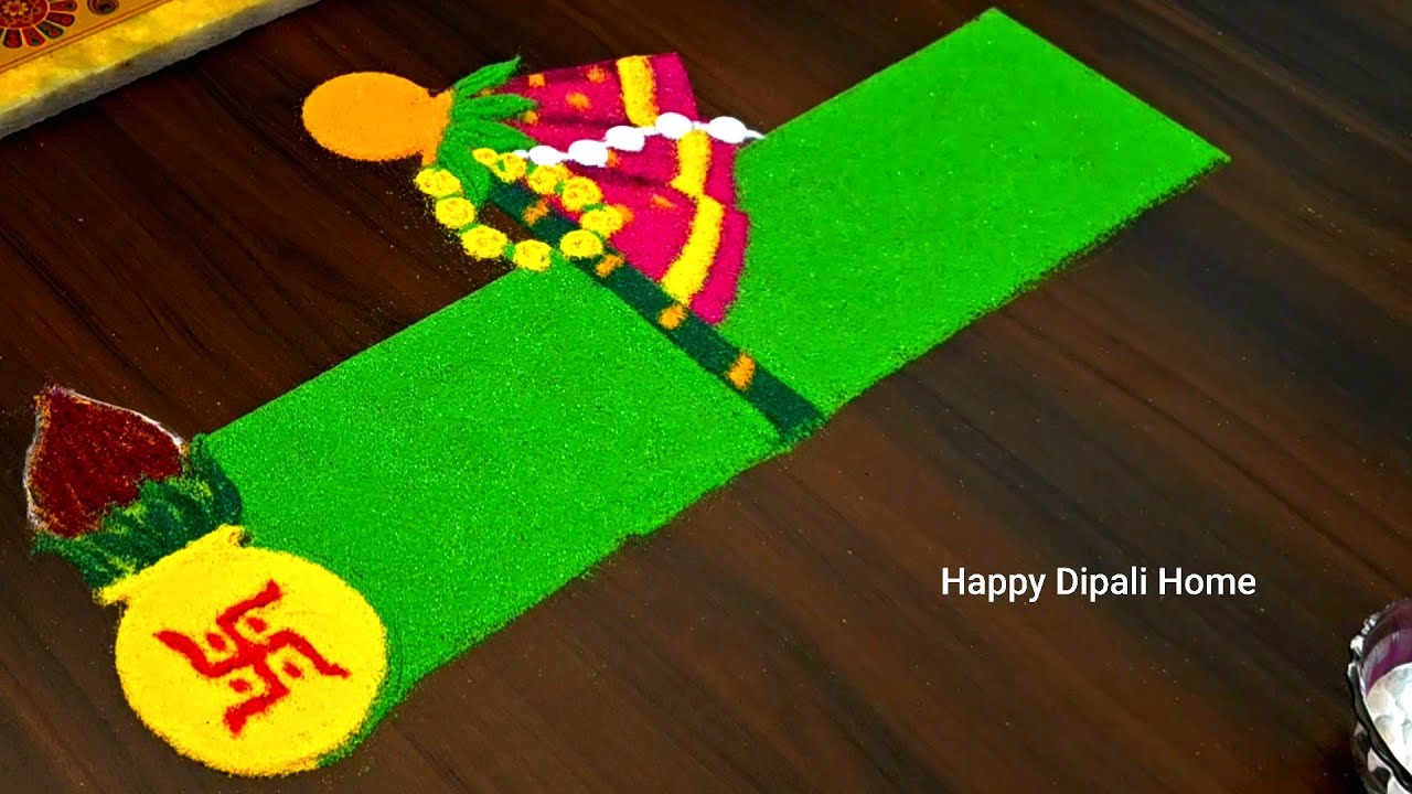 Gudi padwa rangoli. Gudi rangoli. Rangoli designs. Toran border rangoli designs. Ugadi muggulu kolam