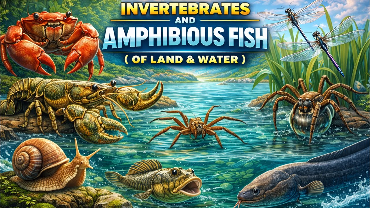Animals of Land and Water for Kids | Real Visual and Names | Invertebrates Insects & Amphibious Fish