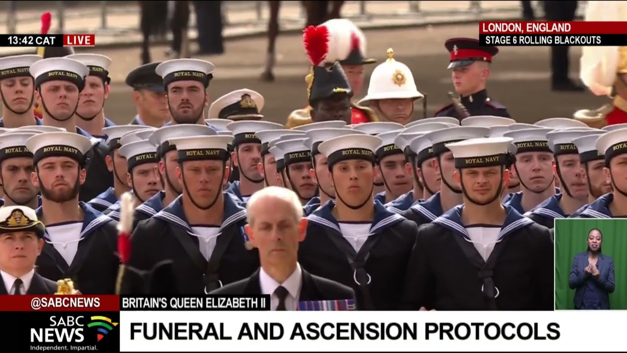 Queen Elizabeth II Funeral | Military escort coffin from Abbey enroute Wellington Arch to Windsor