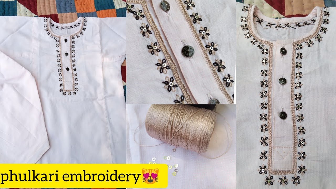 Sindhi phulkari hand embroided kurta/sindhi pehreyar/little touch of sitara/step by step embroidery