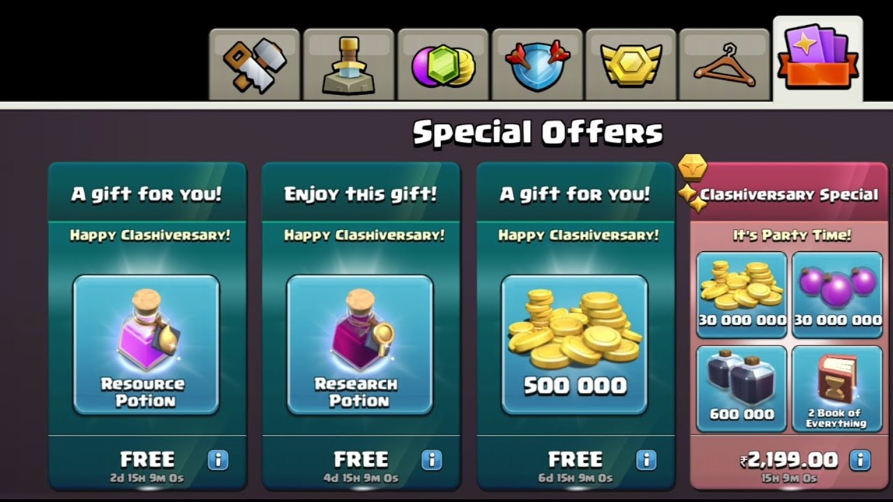 CLASH OF CLANS : Clashiversary free rewards