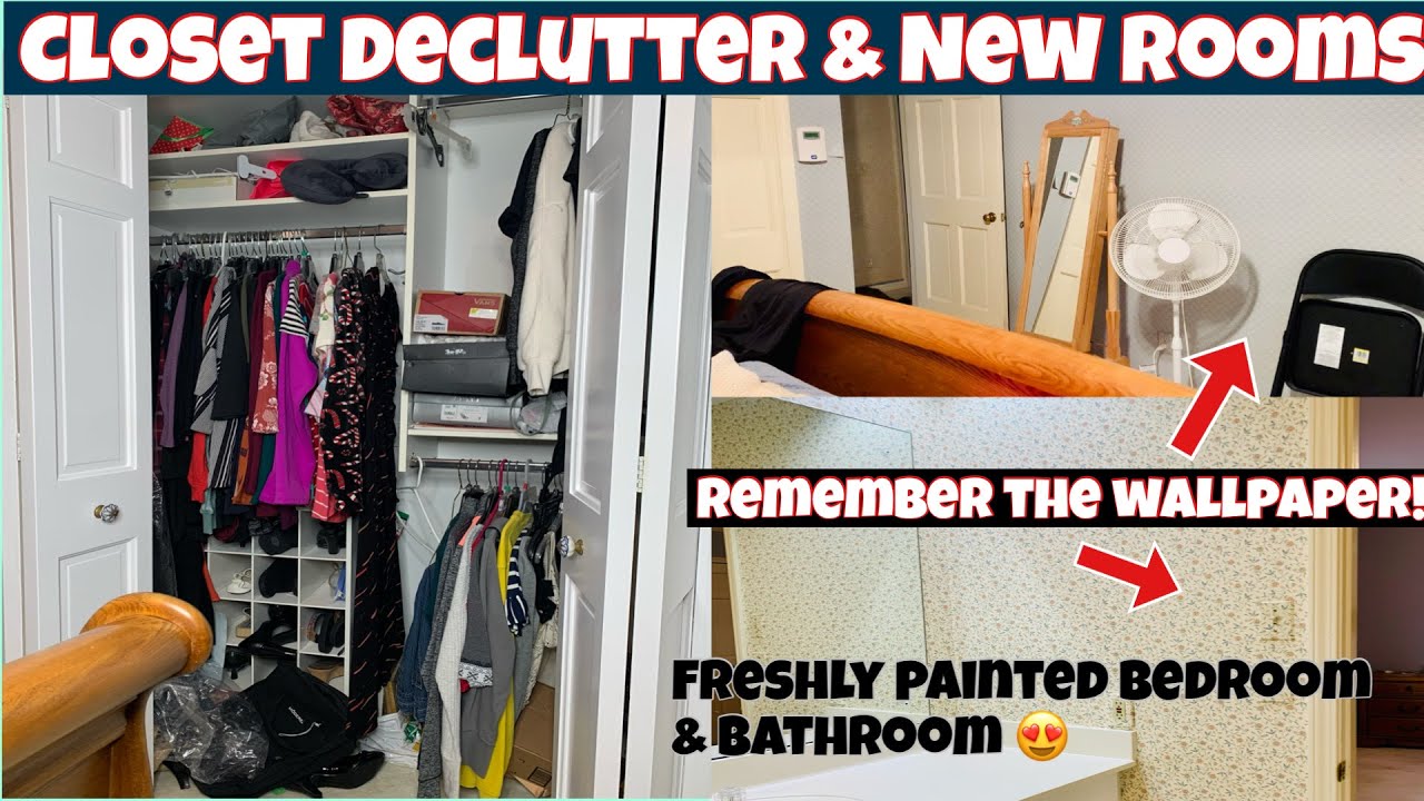 CLOSET DECLUTTER & ORGANIZE// PLUS REVEAL OF MY NEW MASTER BEDROOM & BATHROOM. Wallpaper gone 😍