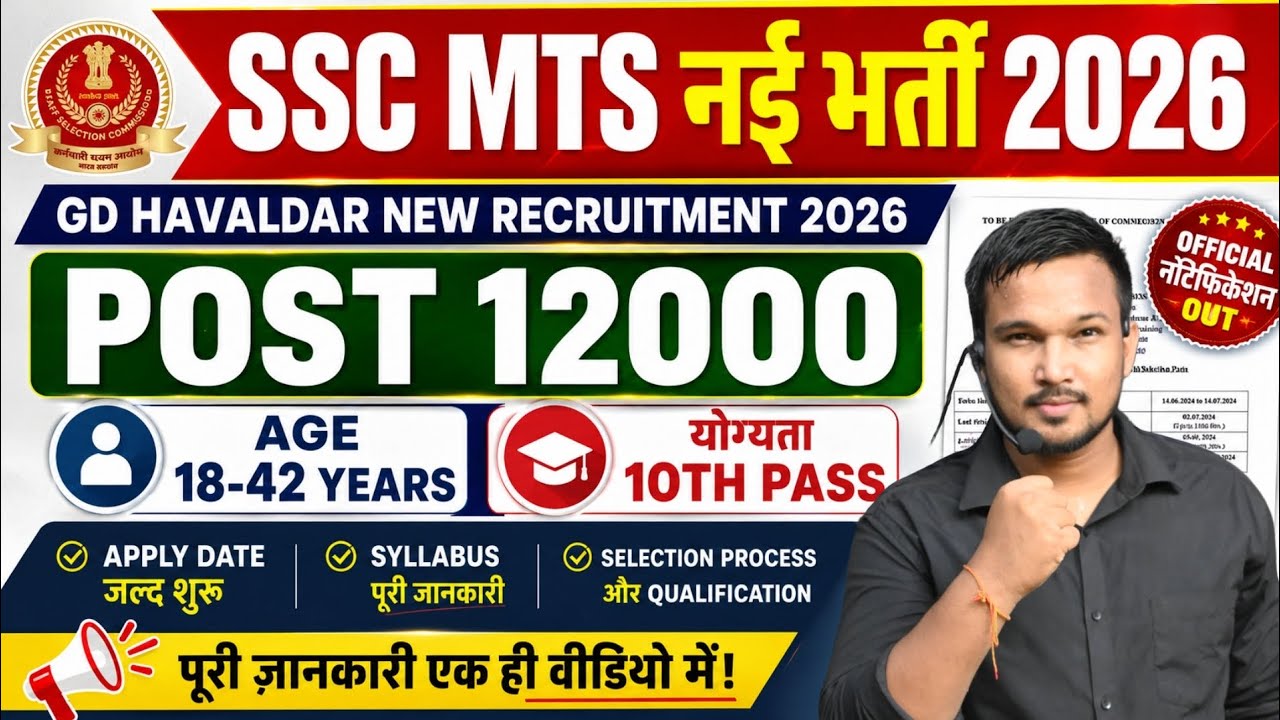 SSC MTS 2026 New Recruitment 2026 | SSC MTS Notification 2026 SSC MTS New Vacancy 2026 Online Apply 