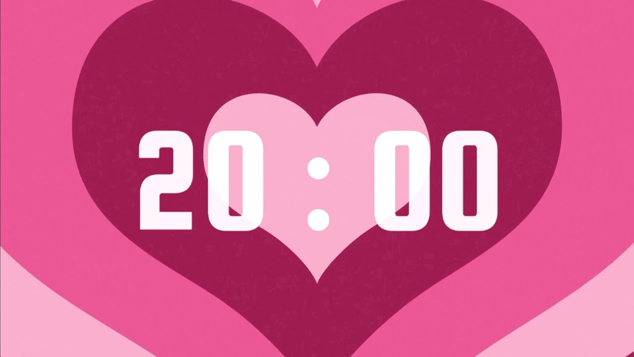 20 Minute Timer | With Alarm Bell & No Music | Pink and Red Growing Hearts Theme 💗❤️
