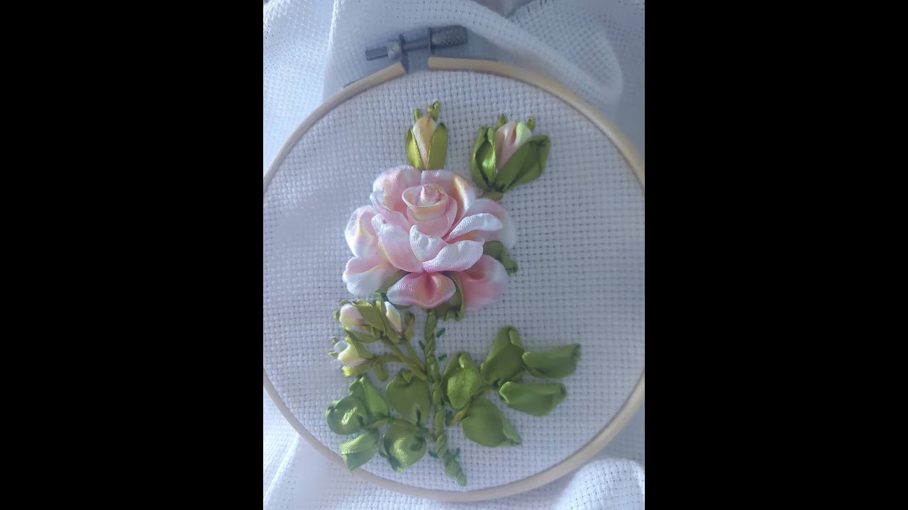 rosa 🌹 con nastro super facile tecnica unica .silk ribbon embroidery