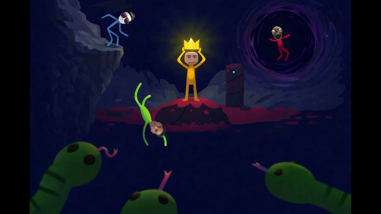 4 idiota jogando um jogo de palito