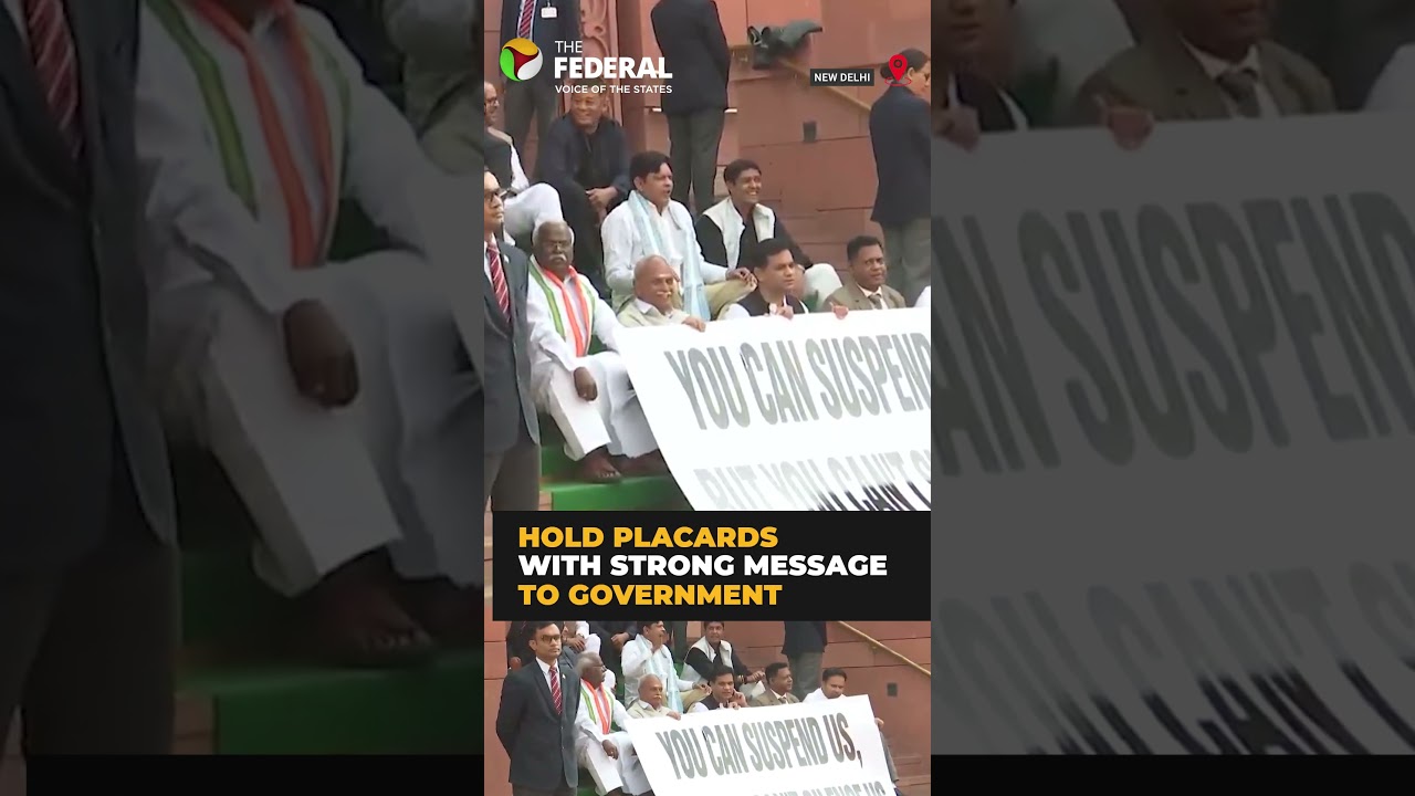 Suspended opposition MPs protest at Parliament with strong message | #shorts