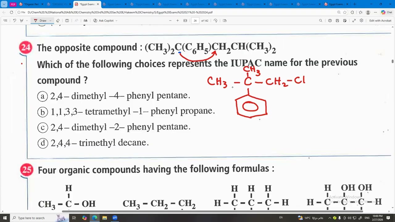 Chapter 5 Organic Session 4  Nomenclature in Previous Exams Questions