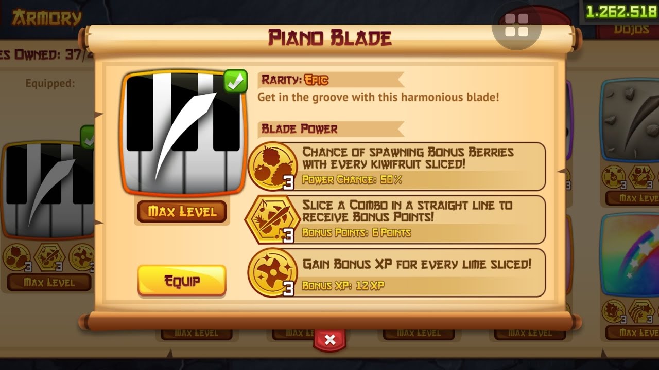Fruit Ninja - New Blade Powers! Piano Blade!