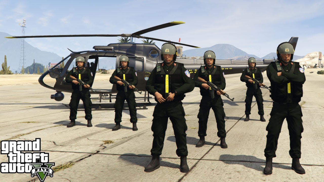 GTA5 Cảnh Sát Cơ Động Việt Nam Đi Trực Thăng Tấn Công Khủng Bố