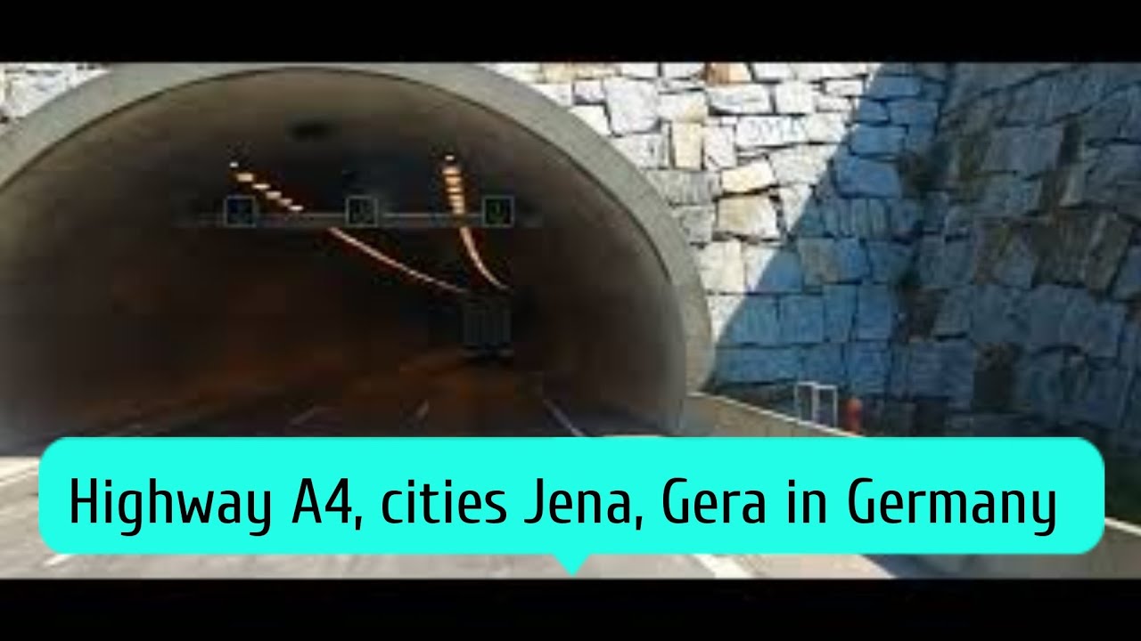 Germany highway A4, City Jena And Gera Germany trucking video