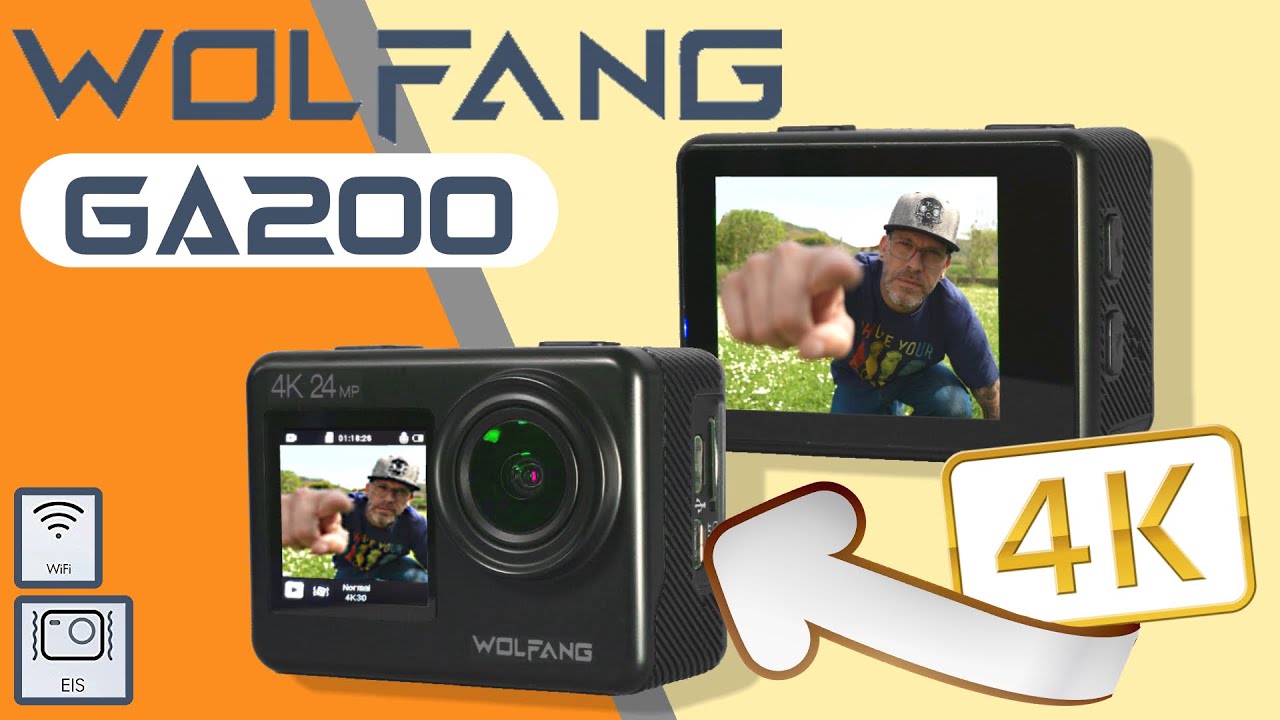 WOLFANG GA200 - L’action cam 4K pas chère avec un DOUBLE ÉCRAN !
