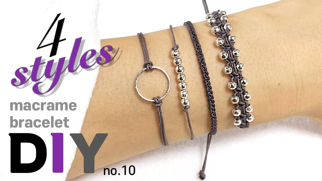 쉬운 4가지 우정소원팔찌 만들기 💜마크라메 매듭팔찌 | 4-easy Friendship Lucky Bracelet | soDIY #10
