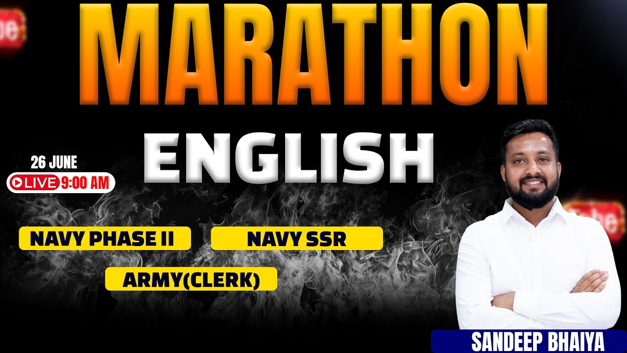Indian Navy SSR | Navy phase 2 |Army(Clerk)|English Marathon By Sandeep Bhaiya