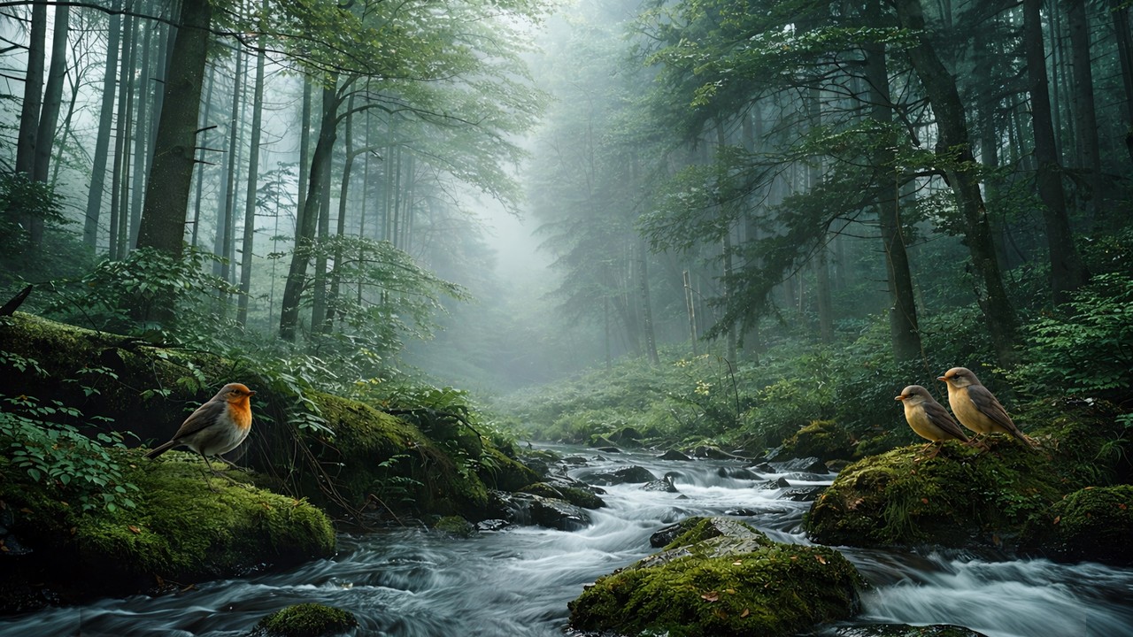 Gentle Forest Stream 🌿 Calm Woodland Views | Relaxing Music