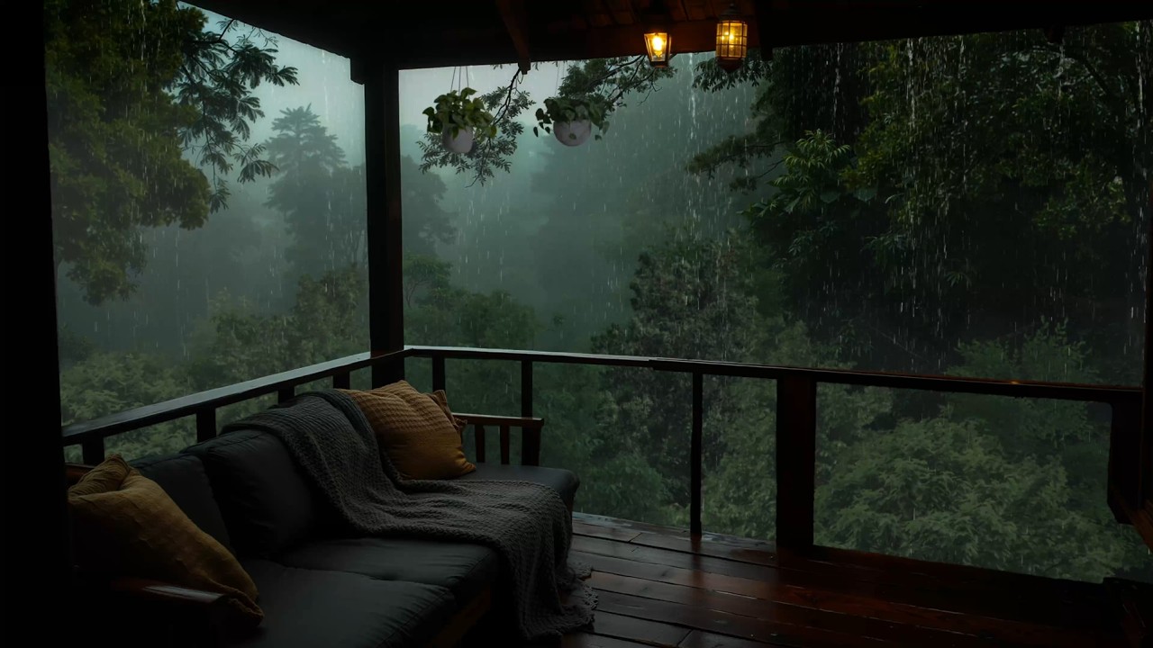 Serene Forest Balcony in the Rain | Gentle Sounds for Inner Peace