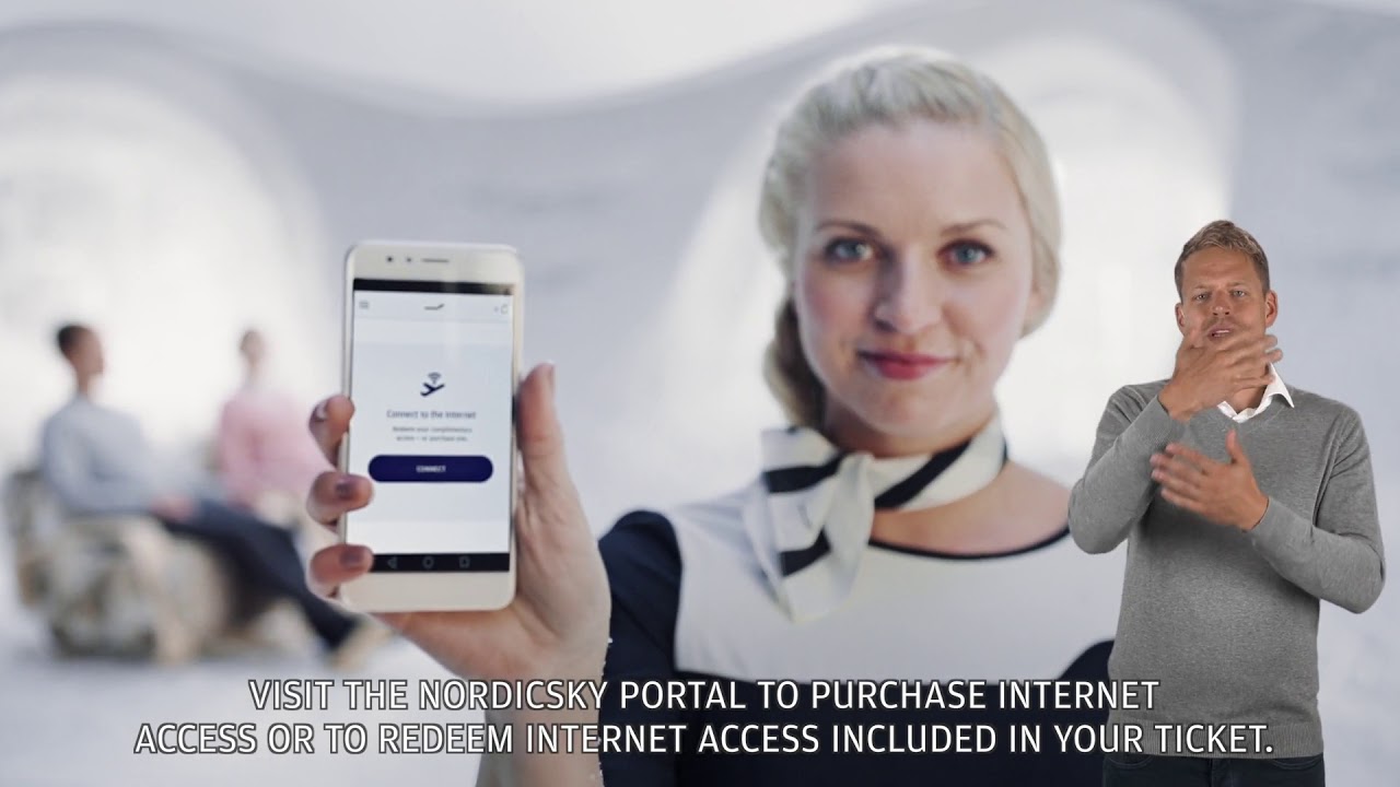 In-flight video: Onboard service video with international sign language