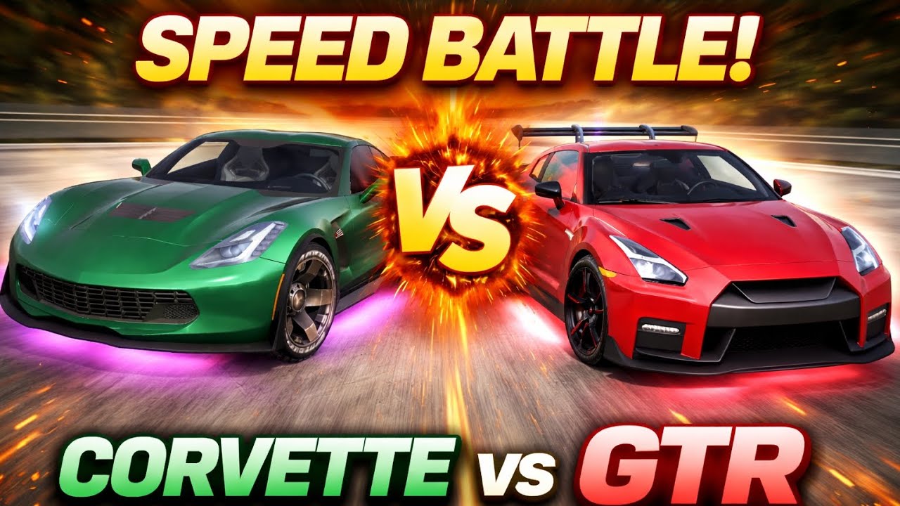 Corvette vs Nissan GTR 🔥 Ultimate Speed Battle #viralvideos #gaming #Corvette #GTR #SpeedTest #fyp 