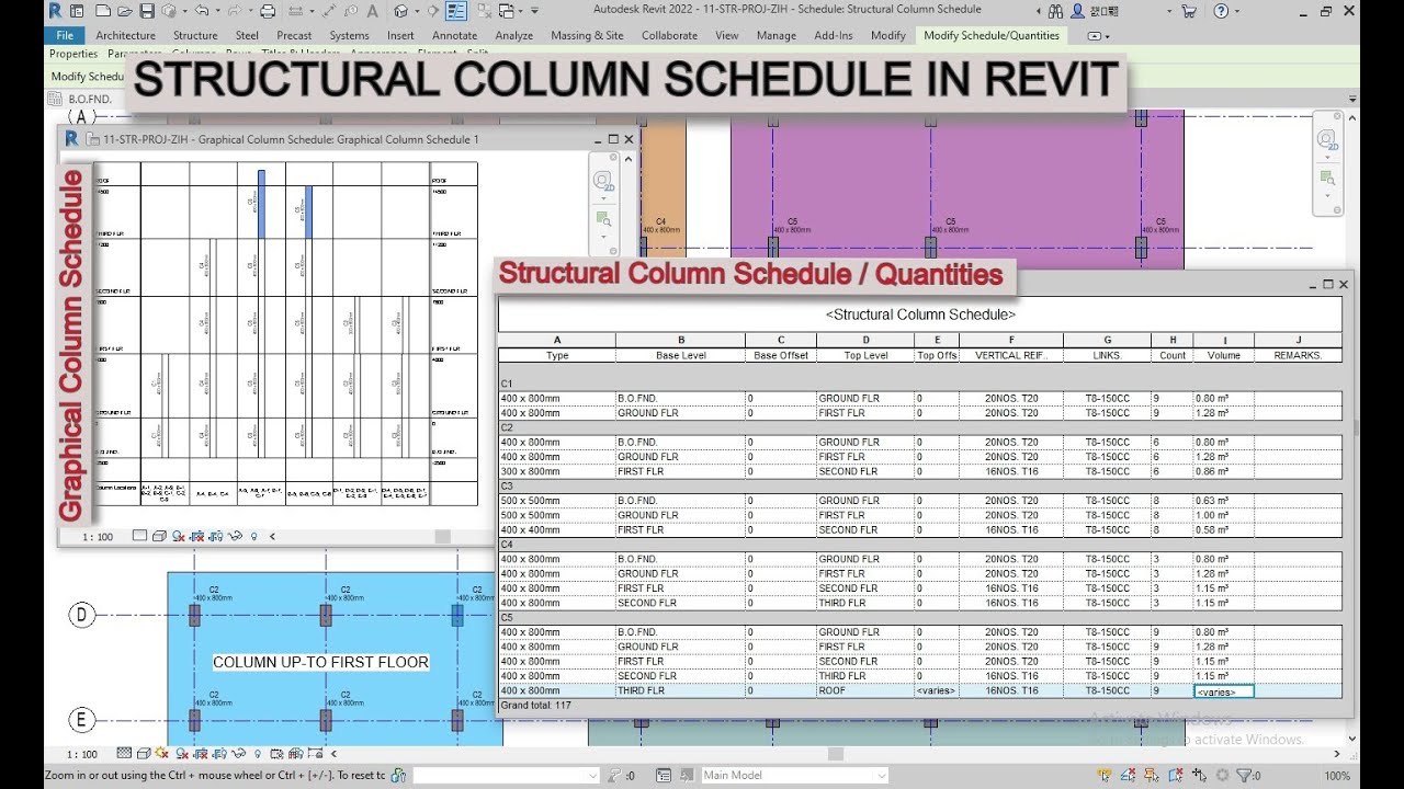 STRUCTURAL COLUMN SCHEDULE IN REVIT IN HINDI
