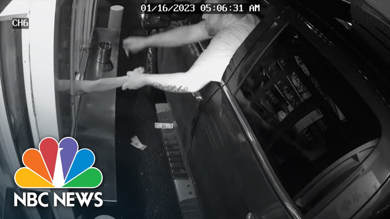 Suspect arrested after video shows man attempting to grab barista from drive-thru window