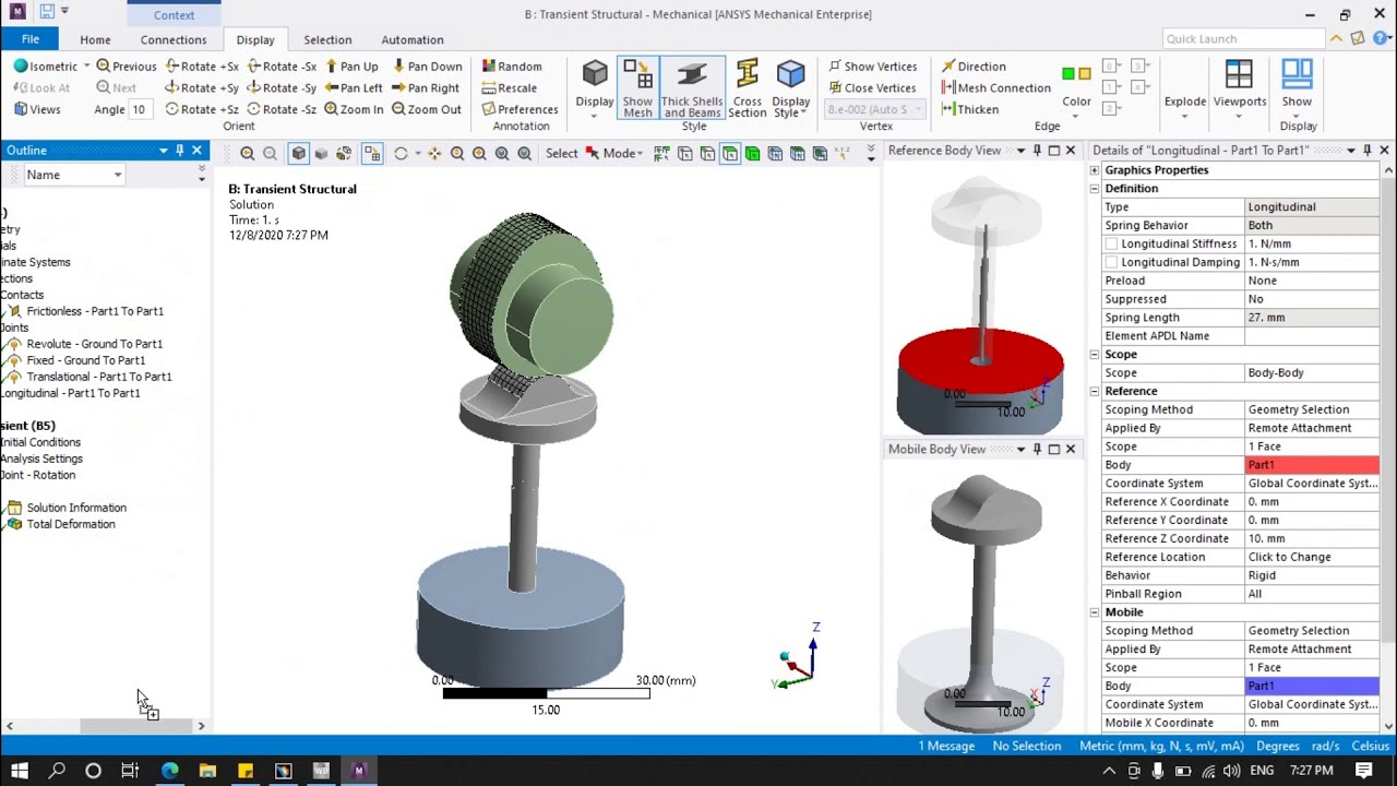 Rigid Body Dynamics on Cam and Follower Mechanism in Ansys Workbench