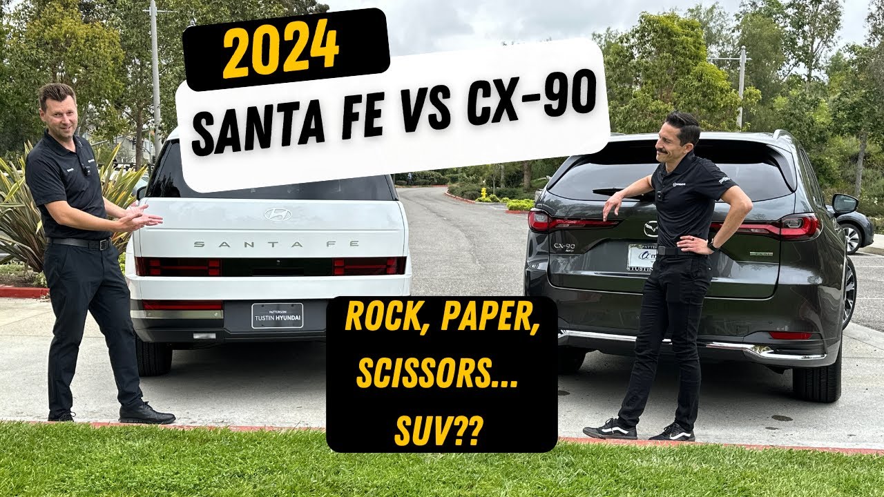 Battle of the 3-Row SUVs! 2024 Mazda CX-90 vs Hyundai Santa Fe | Comparison & Review