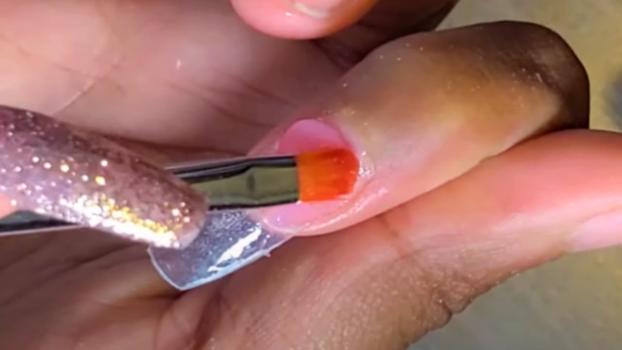 Watch Me Work | Practicing Polygel Nails Dark Pink And Clear