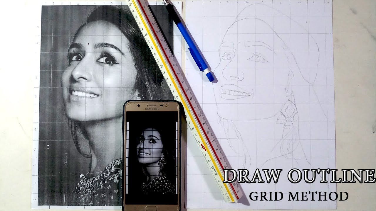 How To Draw Outline Using Grid Method | Face Drawing Tutorial - EPISODE 1