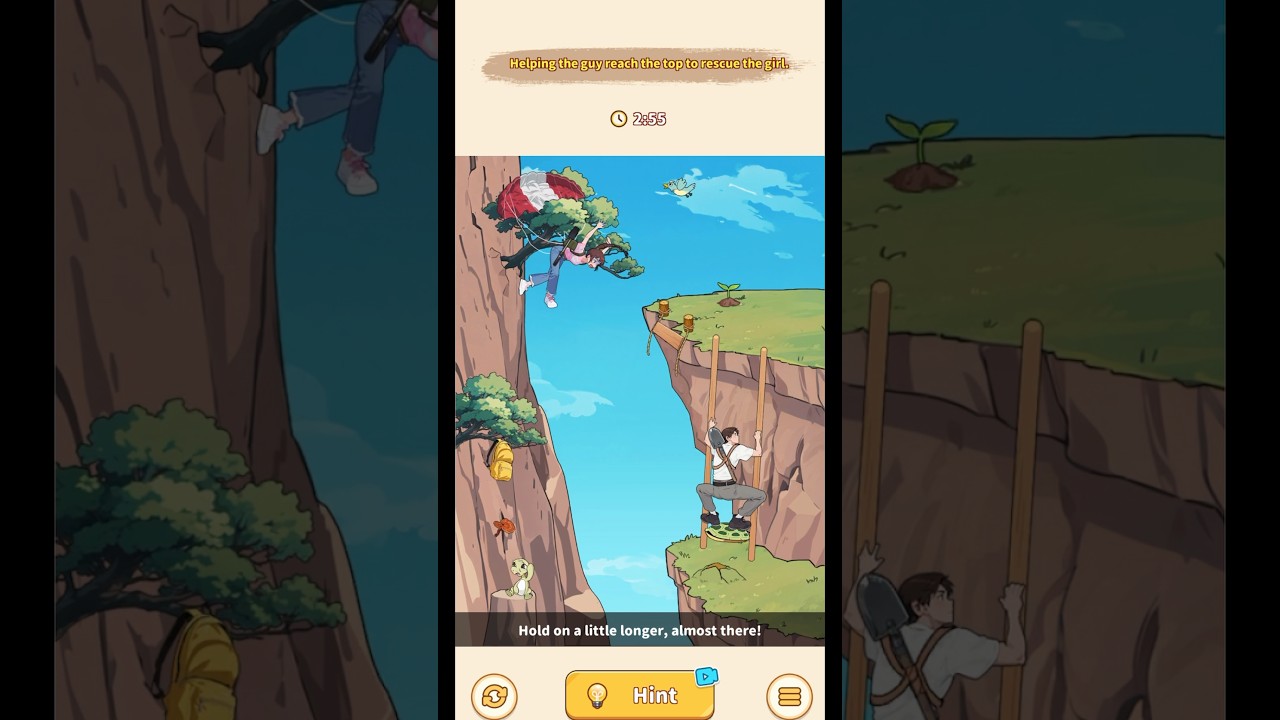 Brain Puzzle 2: Logic Twist - Level: CLIFF RESCUE - Helping the guy reach the top to rescue the girl