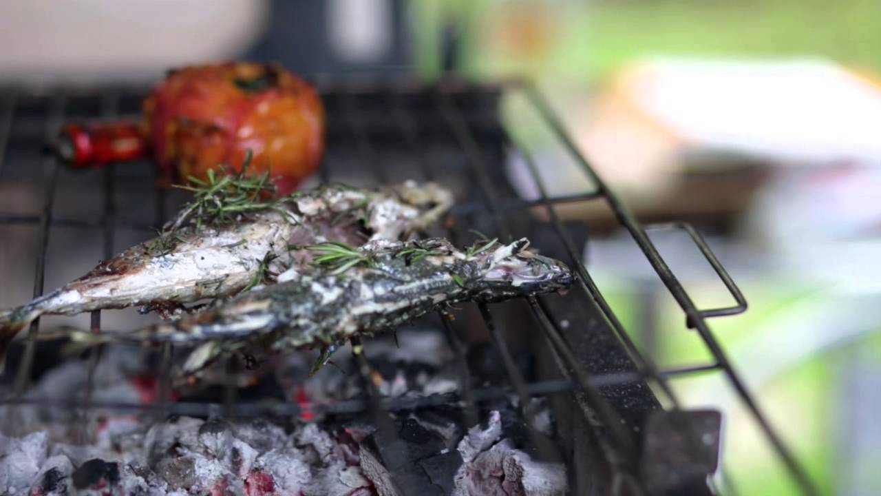Grilled Mackerel Scad with a singed Caprese Salad