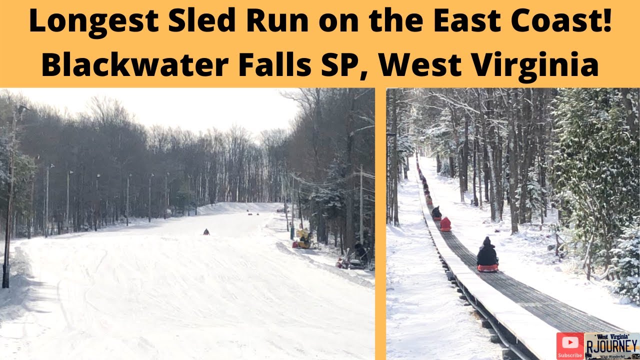 LONGEST SLED RUN on the East Coast!  Blackwater Falls State Park, West Virginia