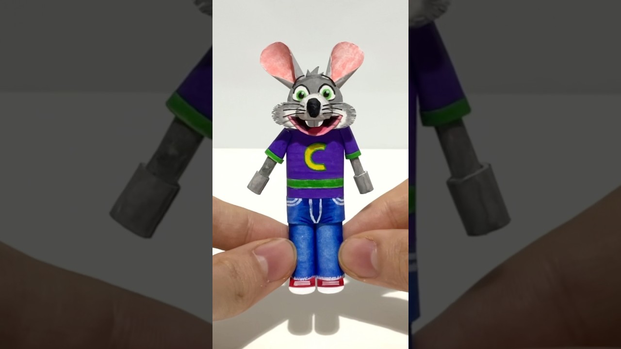 I Made Chuck E Cheese with a Paper Man 🐭🧀 #chuckecheese #paper #paperman #transformation #shorts