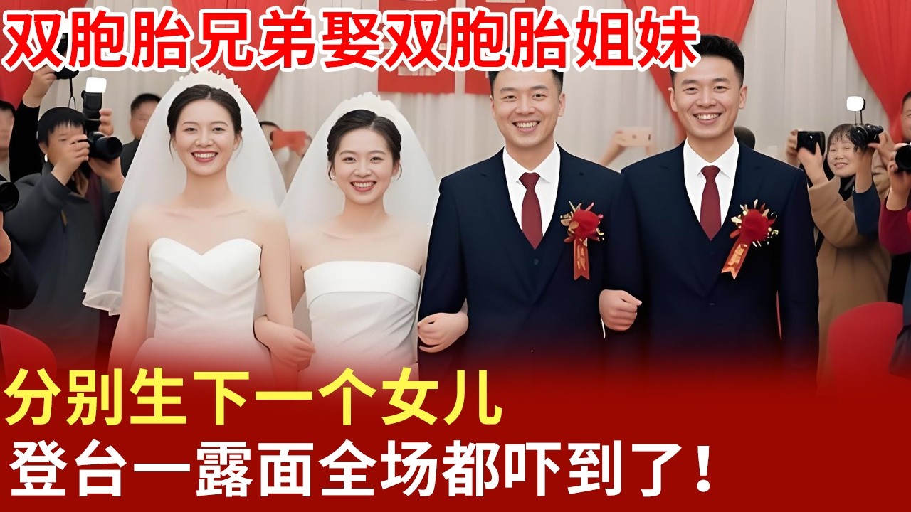 双胞胎兄弟娶双胞胎姐妹，分别生下一个女儿，登台一露面全场都吓到了！【奇闻故事会】