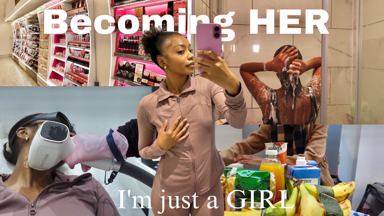 BECOMING HER. I'M JUST A GIRL🎀💖| Haircare Routine, Laser Appointment, Hygiene Restock & Grocery Run