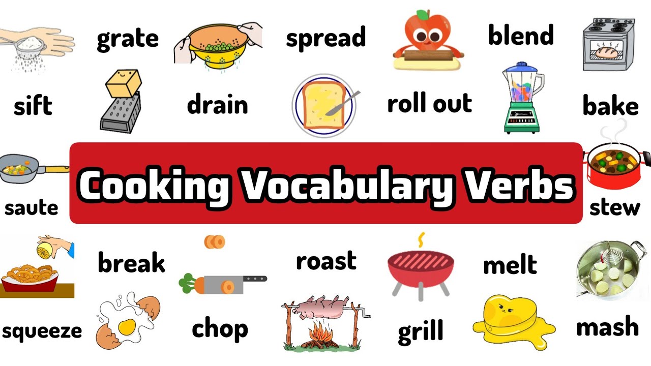 + 100 Cooking Verbs in English | Cooking Vocabulary With Sentences ✅