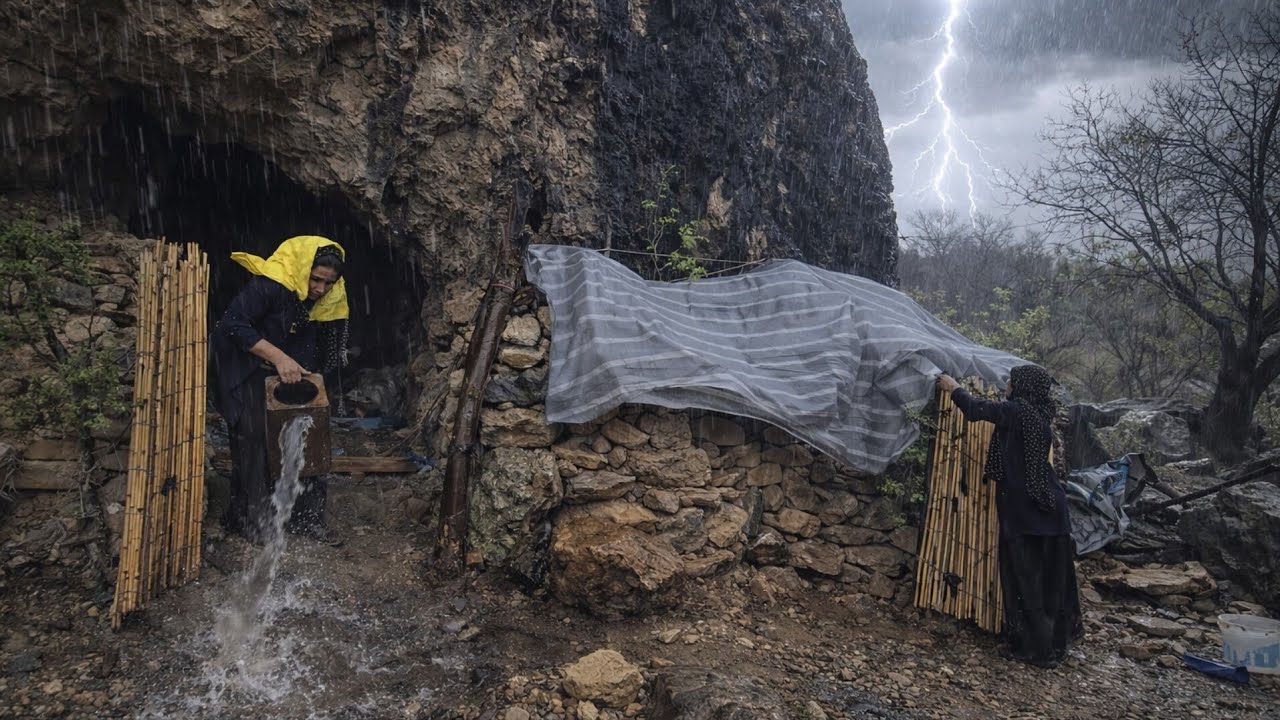 🌧️⛰️ Caveman Life in Heavy Rain | The Hard Life and the Cavewoman's Struggle for Survival