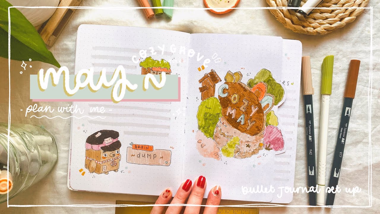 plan with me || May 2023 Bullet Journal Theme ~ Cozy Grove Bujo Set Up 🌳🐻